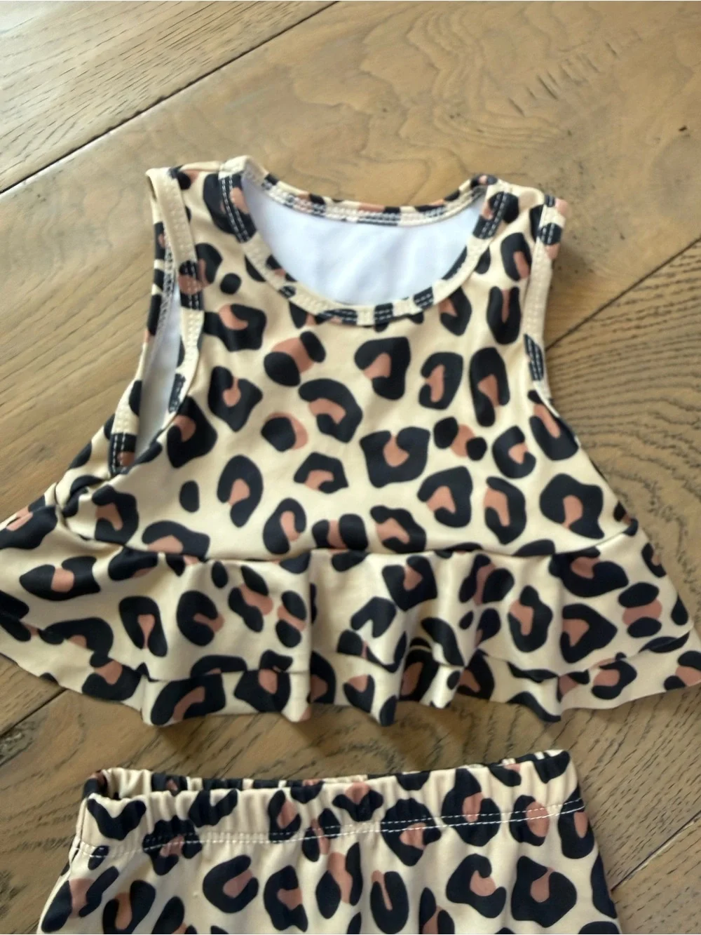 Baby Girl Leopard Print Ruffle Two-Piece Swimsuit Bikini, 2-3T